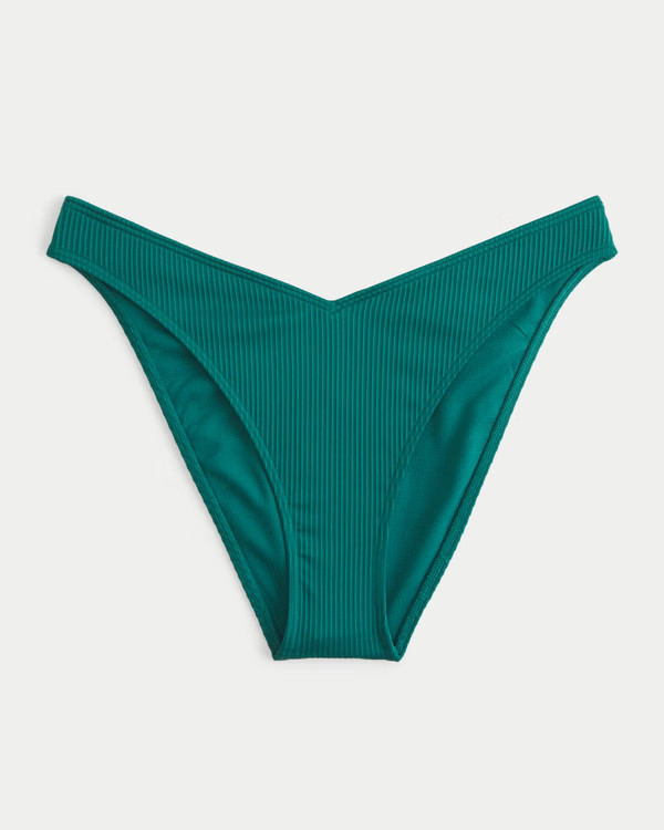 Women's Ribbed V-Front High-Leg Cheeky Bikini Bottom | Women's Swimwear | HollisterCo.com | Hollister (US)