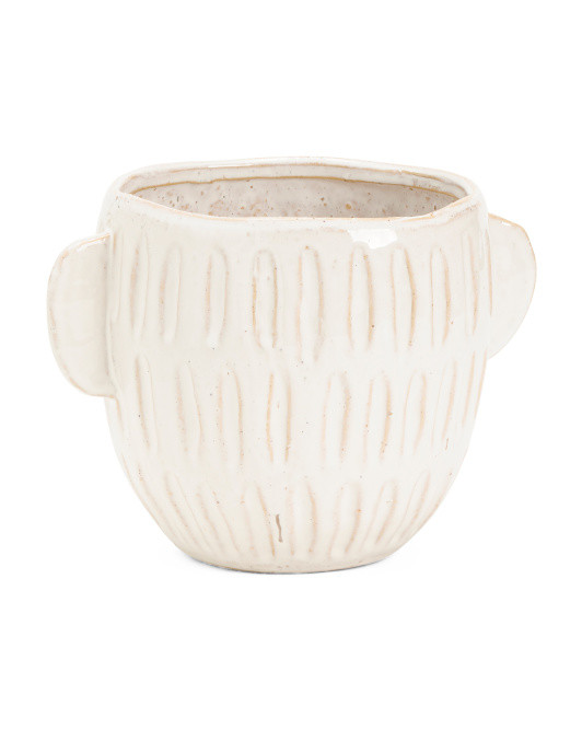 Embossed Stoneware Planter | Plants & Planters | Marshalls | Marshalls