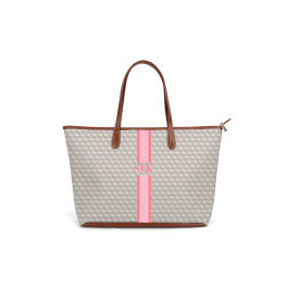 St. Anne Zippered Tote - Monogram Stripe | Barrington Gifts