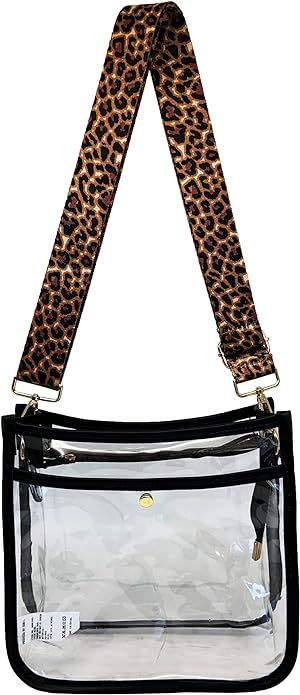 HAIBOLAN Leopard Guitar Strap Clear Bag Stadium Approved Clear CrossBody Bag Women Shoulder Handb... | Amazon (US)