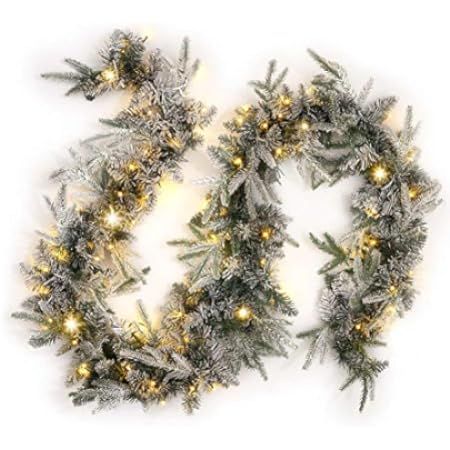 National Tree Company Pre-Lit Artificial Christmas Garland, Green, Glittery Bristle Pine, White Ligh | Amazon (US)