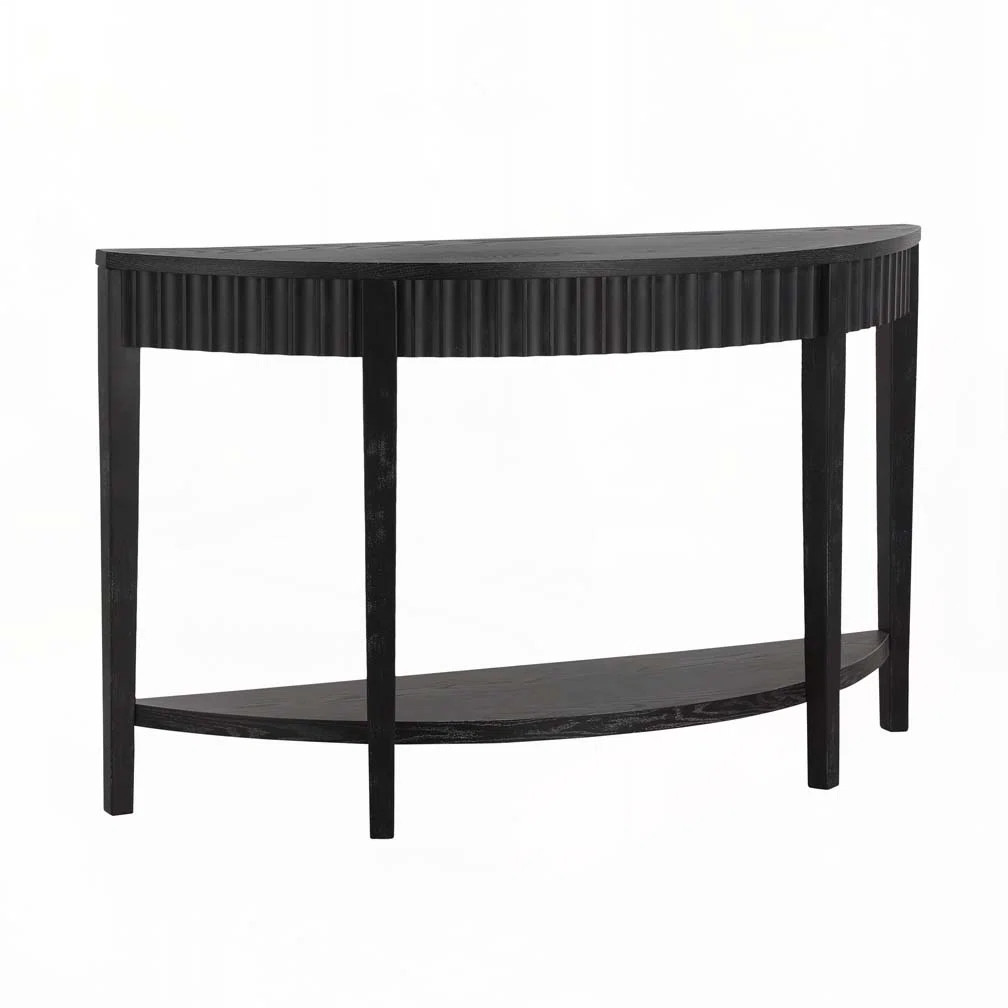 Sunny Half-Moon Wooden Console Table With Open Shelf | Wayfair North America