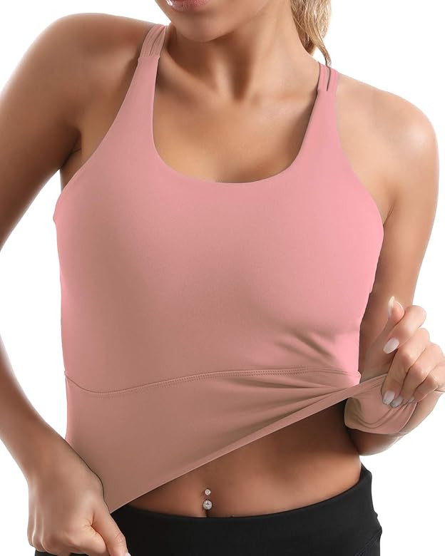 Yoga Tank Tops for Women Padded Sports Bra Workout Crop Tops Running Yoga Tank Top Built in Bra M... | Amazon (US)