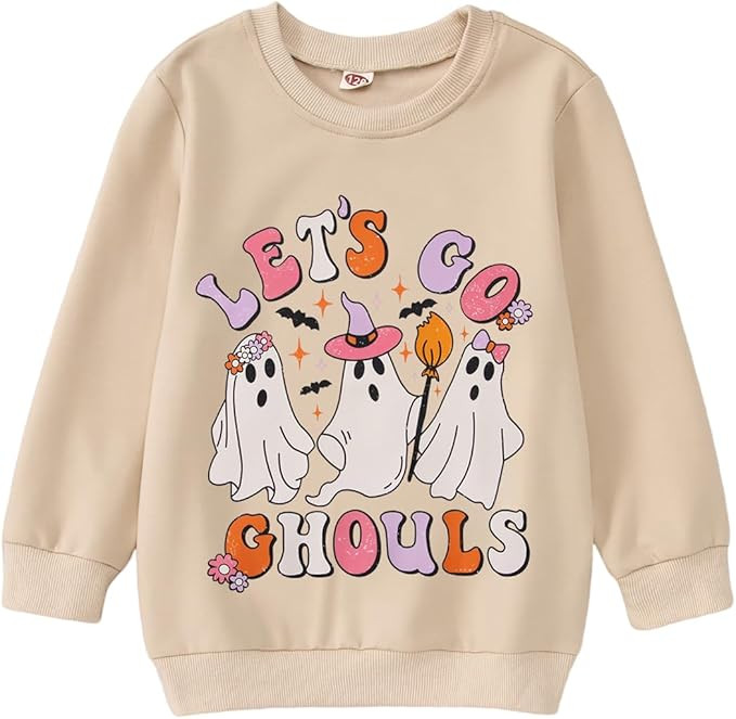 CM C&M WODRO Girl's Halloween Spooky Graphic Sweatshirt Kid Cute Let's Go Ghouls Print Crewneck L... | Amazon (US)