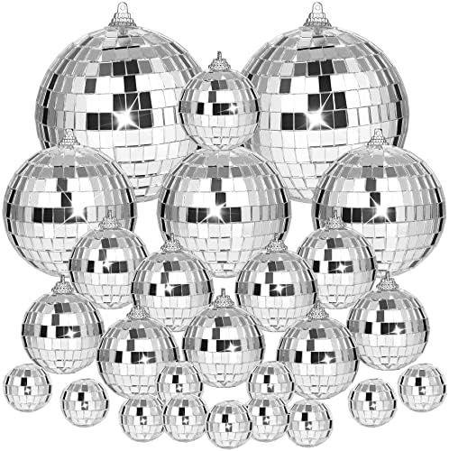 MARFOREVER 40 PCS Mirror Disco Balls Reflective Mirror Ball Ornaments Silver Hanging Ball for Chr... | Amazon (US)