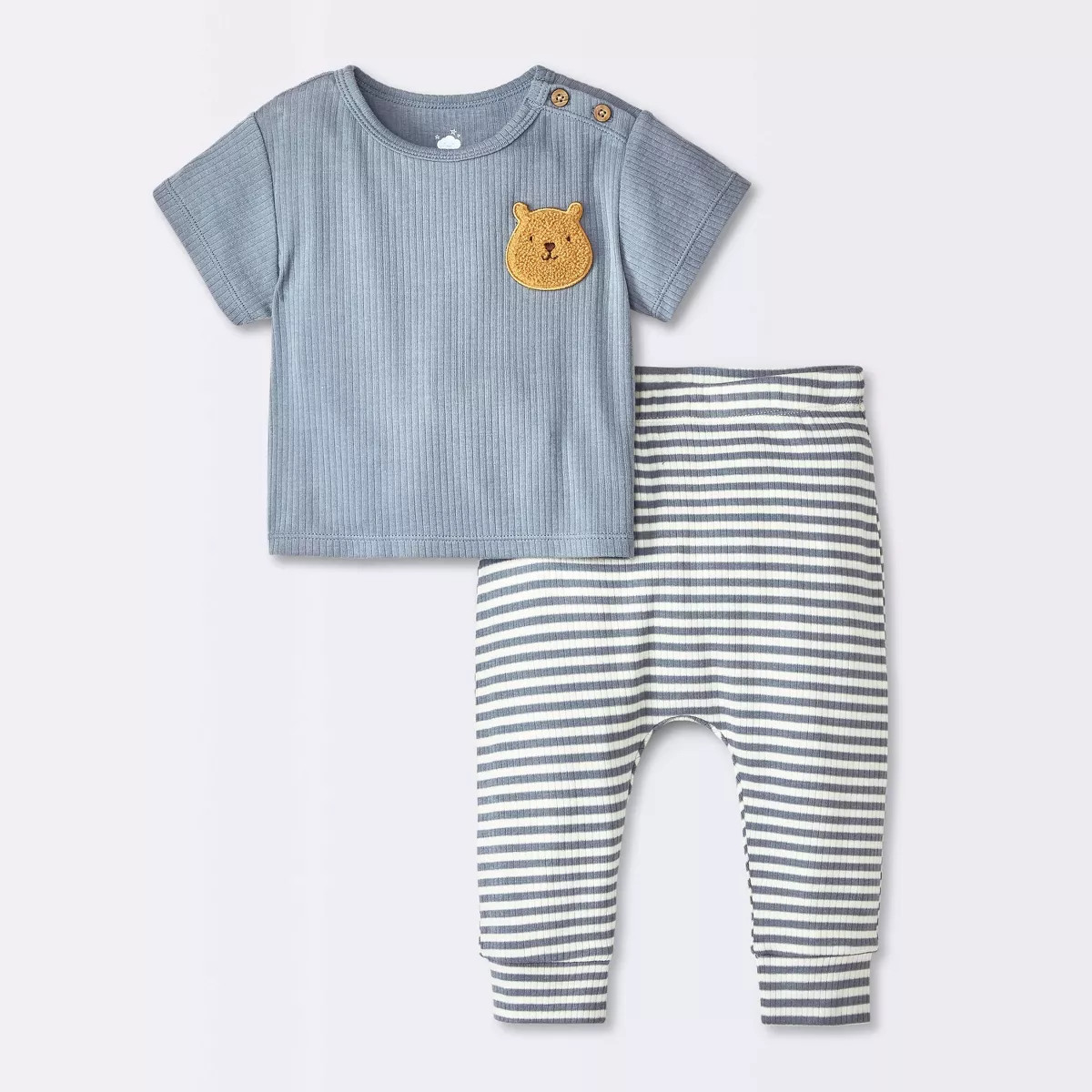 Baby Striped Modal Ribbed T-Shirt & Pants Set - Cloud Island™ | Target