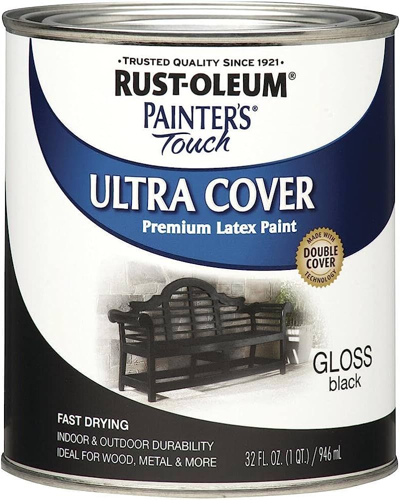 Rust-Oleum 1979502 Painter's Touch Latex Paint, Quart, Gloss Black, 1 Quart | Amazon (US)