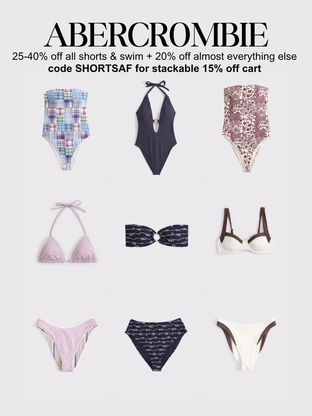 [5/7/26]25-40% off shorts + swim sale at @abercrombie. Use code SHORTSAF for 15% off cart | Currently 21 weeks pregnant wearing size 28/29 in bottoms + M/L in most abercrombie styles 

[*Offer valid online only 5/7/2026-5/11/2026 in US/CA. Excludes clearance. Online price reflects discount. Offer valid online only 5/7/2026-5/11/2026 in US/CA. Exclusions apply as indicated. Online price reflects discount. Use code SHORTSAF to get an additional 15% off almost everything in stores and online at checkout from 5/7/26-5/11/26 in US/CA. Exclusions apply. See details online.]