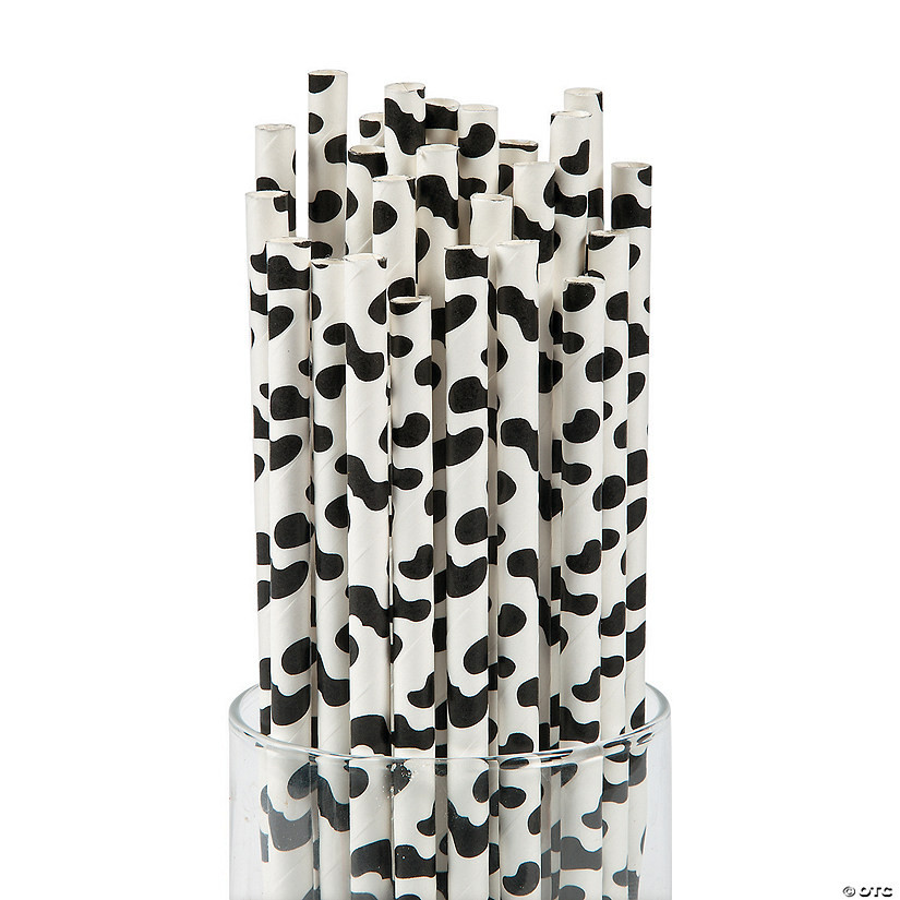 Cow Print Paper Straws - 24 Pc. | Oriental Trading Company