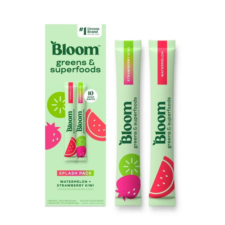 Bloom Nutrition Greens & Superfoods Powder Sticks (Watermelon, Strawberry Kiwi) 10 Count | Walmart (US)