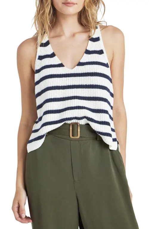 Splendid Deirdre Stripe Cotton Sweater Tank in Wht/Navy at Nordstrom, Size Large | Nordstrom