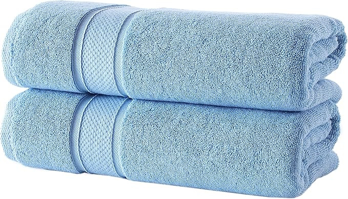 NOVA Luxury Linen - Hotel Quality Turkish Towel Set for Bathroom (2 Pcs Bath Towel Set, Sky Blue) | Amazon (US)