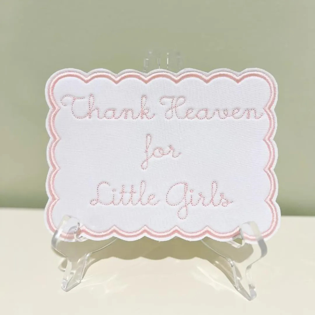 Thank Heaven for Little Girls Embroidered Plaque, Heirloom Nursery Decor, Baby Girl Gift, Gender ... | Etsy (US)