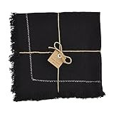 Mud Pie Black Cotton Napkin with Embroidery, 18" x 18" | Amazon (US)