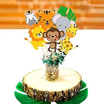 LaVenty 24 PCS Cute Safari Animal Birthday Centerpiece Jungle Animals Cupcakes Jungle Party Safar... | Amazon (US)