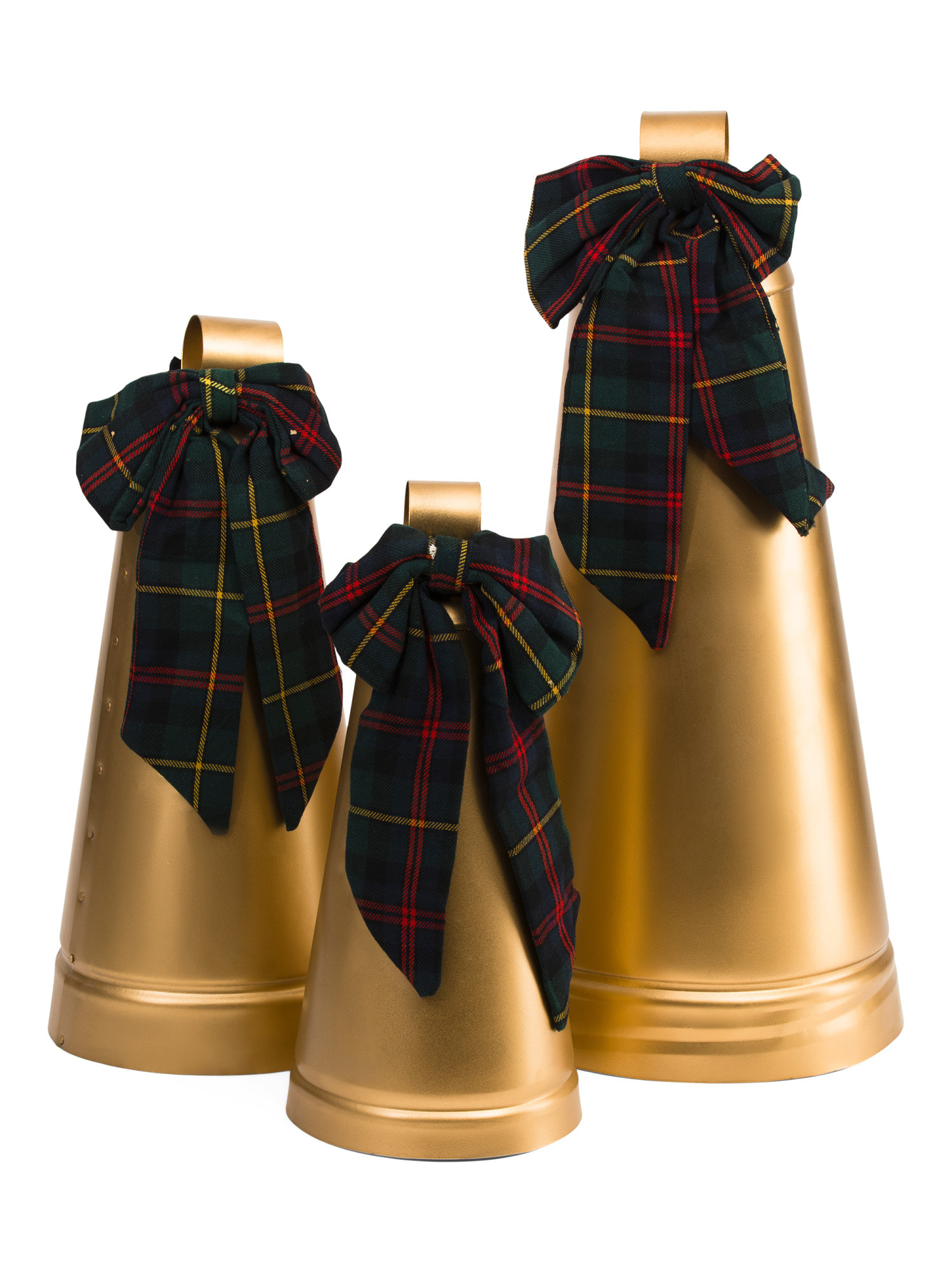 3pk Iron Bells With Plaid Bows | TJ Maxx