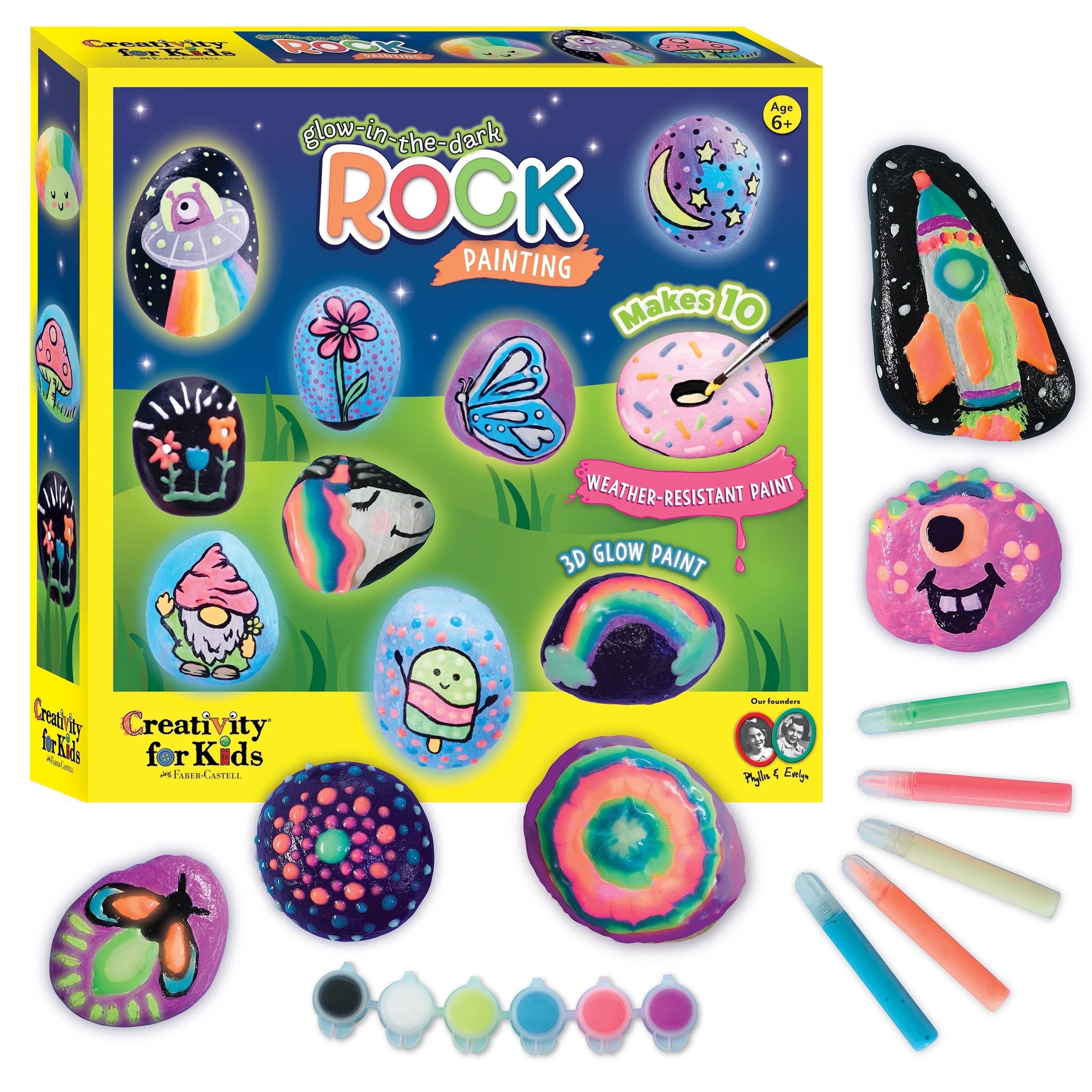 Creativity for Kids Glow in the Dark Rock Painting Kit | Paint & Decorate 10 Rocks (Ages 6+) | Walmart (US)