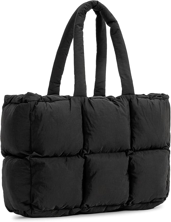 Puffer Tote Bag for Women - Large Puffy Handbag, Lightweight Quilted Shoulder Bag for Work, Trave... | Amazon (CA)