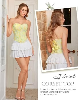 Scarlet Darkness Corset Tops for Women Renaissance Floral Bustier Western Concert Going Out Top | Amazon (US)