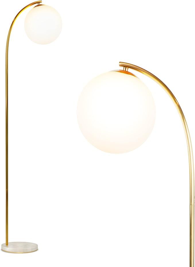Brightech Luna Drop LED Floor Lamp, Frosted Glass Globe Arcing Living Room Lamp, Mid-Century Mode... | Amazon (US)
