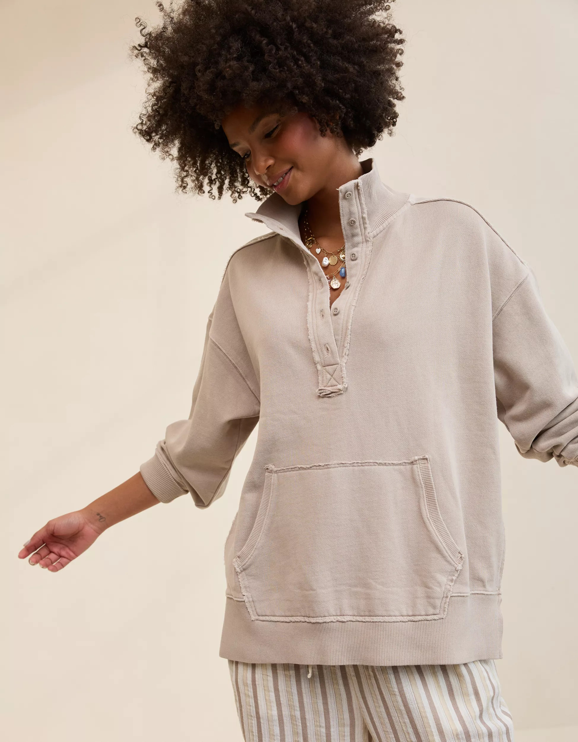 Aerie Vintage Popover Polo Sweatshirt | Aerie