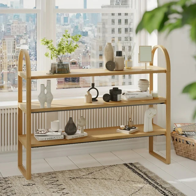 Beautiful 3-Shelf Open Bookcase by Drew Barrymore, Adult, Warm Honey Finish | Walmart (US)