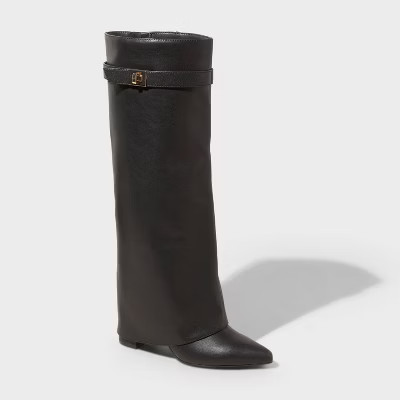 Women's Tambra Fold Over Tall Boots - A New Day™ Black 11 | Target