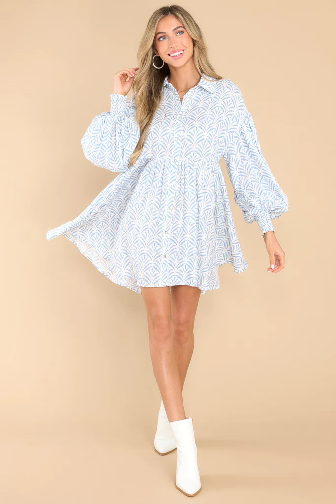 This Is Your Sign Sky Blue Print Dress | Red Dress 