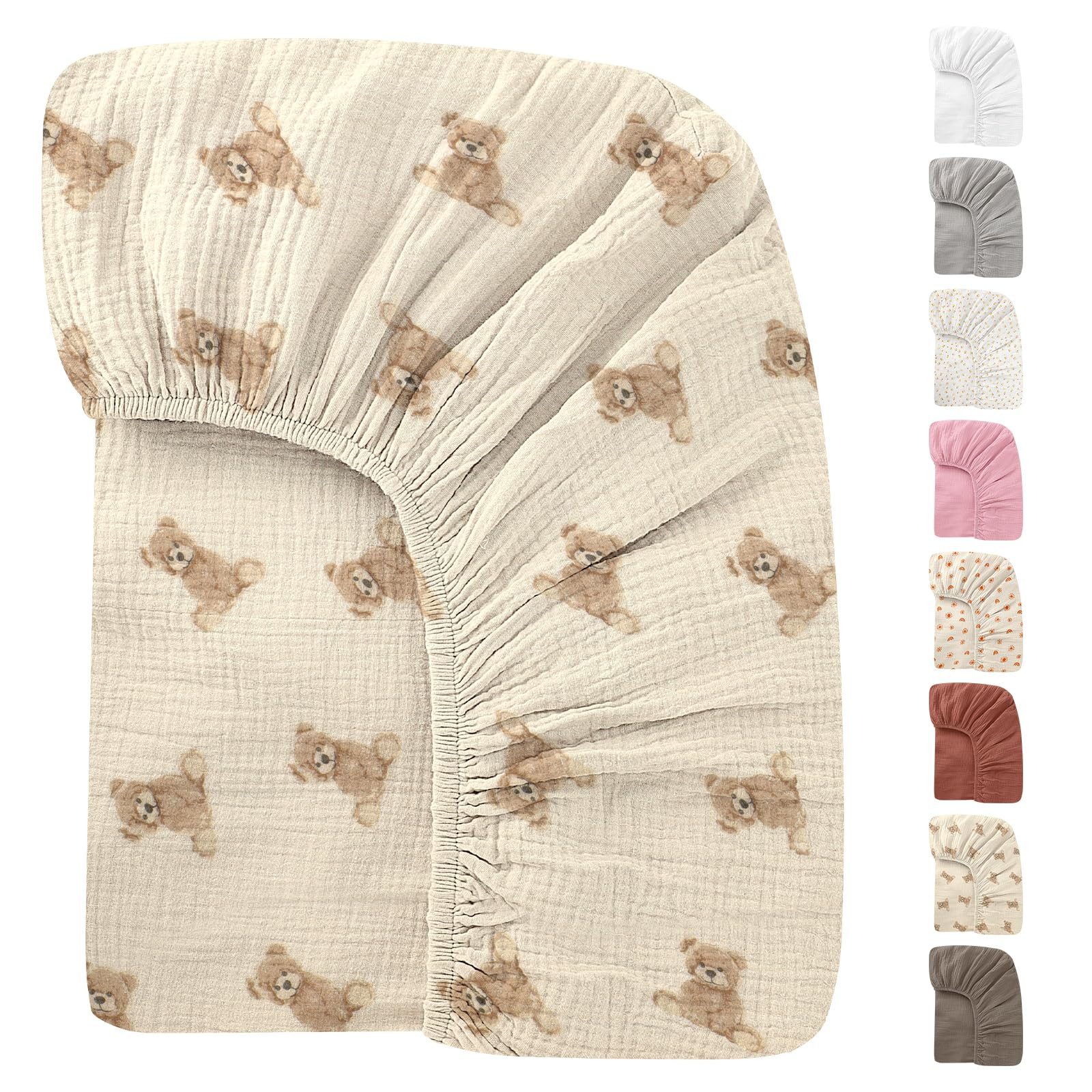52x28 Inches Muslin Crib Sheets Fitted Crib Mattress Sheet for Baby Girls & Boys, 100% Cotton, Soft Boho Neutral Toddler Bedding Bed Sheets Fits Well Standard Size Crib Mattress 28x52 Inches | Amazon (US)