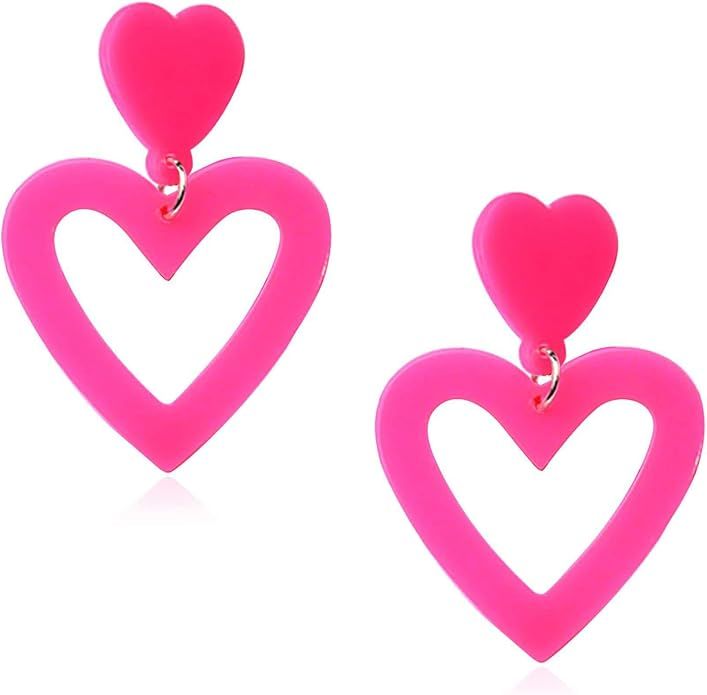 Mintolex Y2K Love Heart Dangle Earrings for Women Girls Summer Beach Alloy Acrylic Candy-colored ... | Amazon (US)