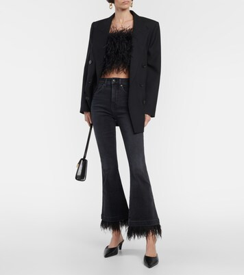 Carson high-rise feather-trimmed flared jeans | Mytheresa (US/CA)
