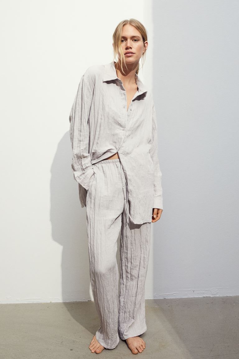 Crinkled Loungewear Pants - Light taupe - Ladies | H&M US | H&M (US + CA)