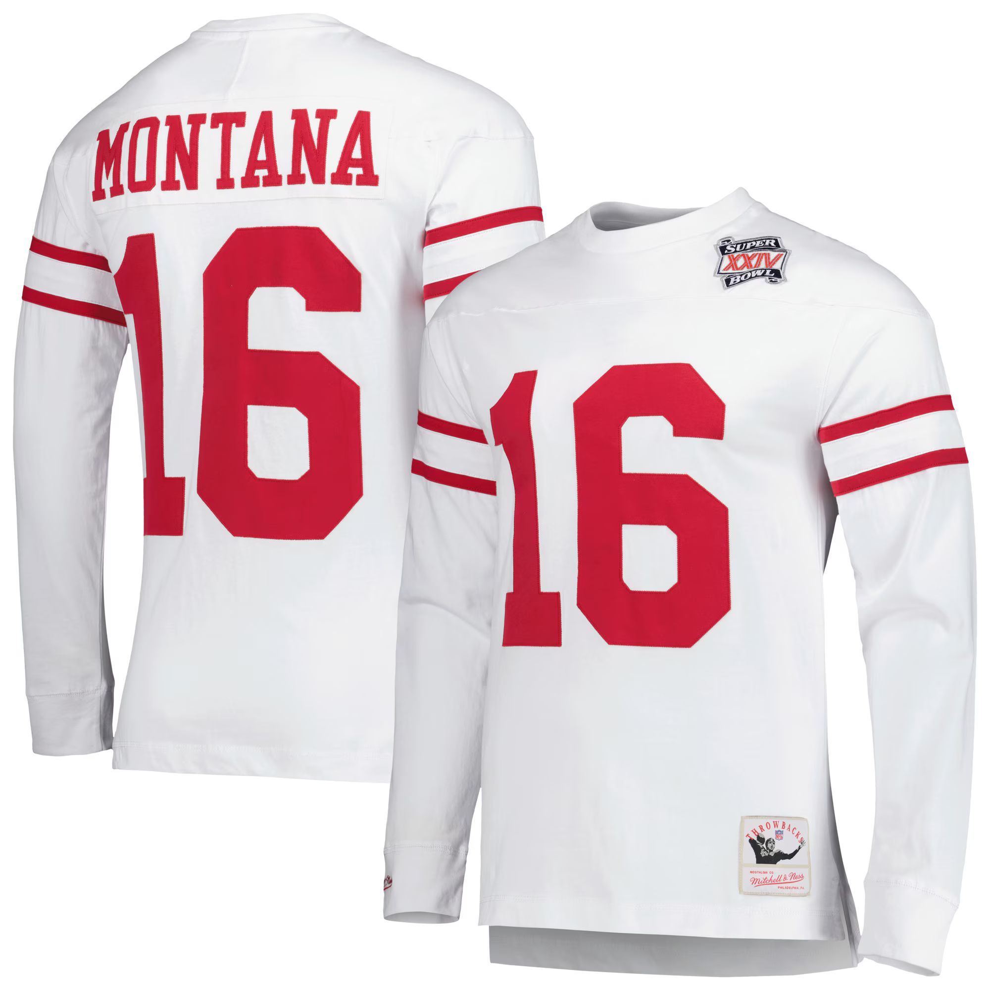 Joe Montana San Francisco 49ers Mitchell & Ness Retired Player Name & Number Long Sleeve Top - Wh... | Fanatics