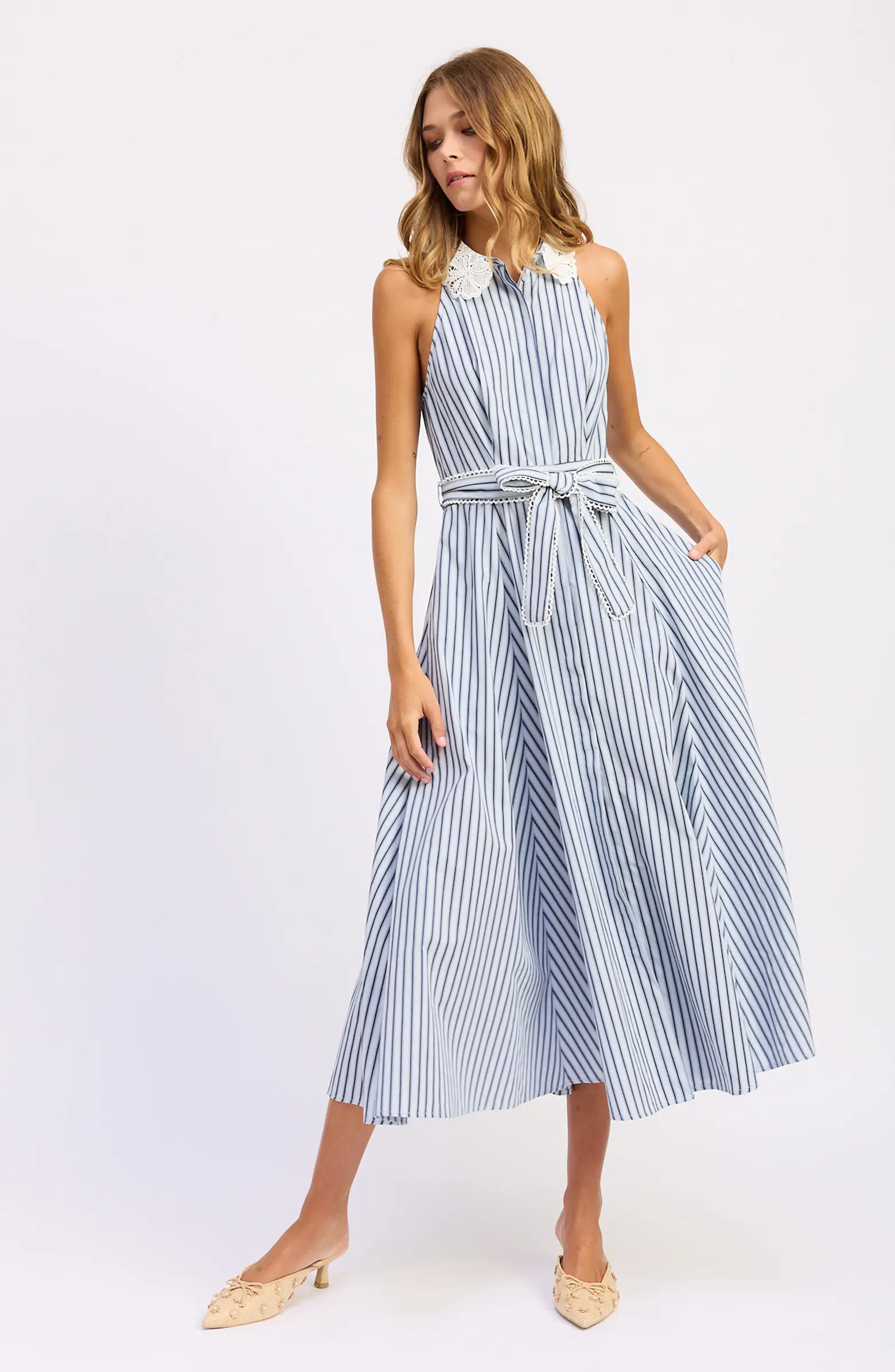 Clara Stripe Sleeveless Midi Shirtdress | Nordstrom