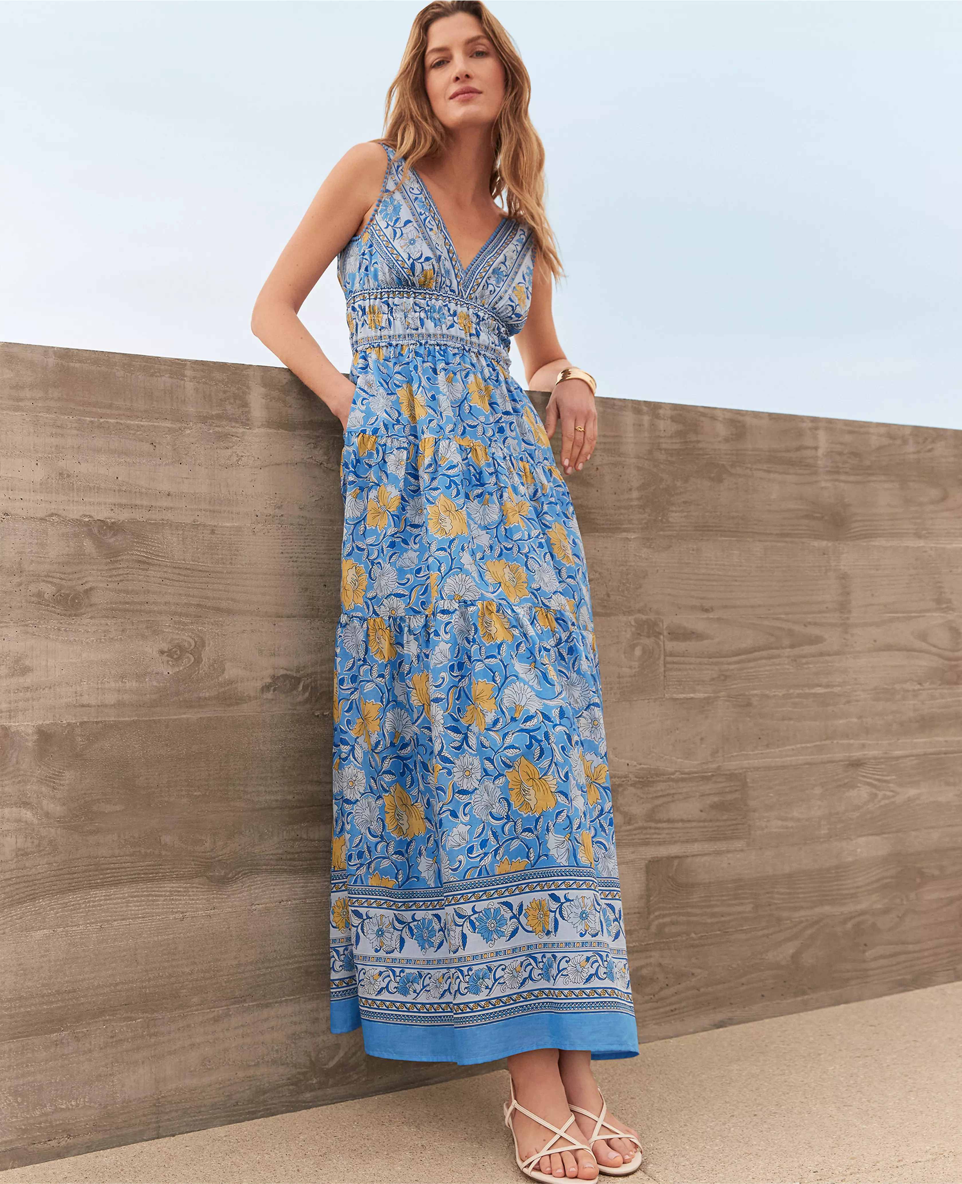 Floral V-Neck Flare Maxi Dress | Ann Taylor