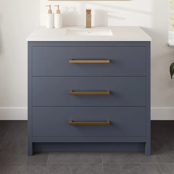 Ilsa 36"W X 18"D Bathroom Vanity With White Carrara Quartz Countertop And Undermount Porcelain Si... | Wayfair North America