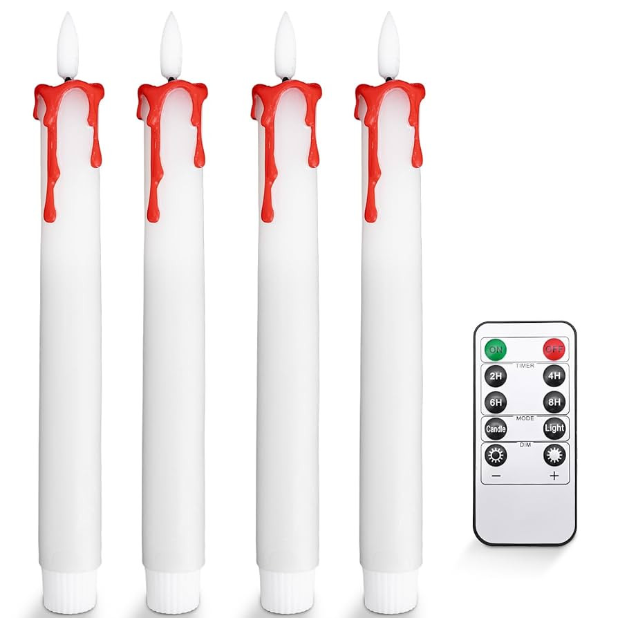 Huachuang Halloween Taper Candles Flameless: 4 Pack Dripping Wax 10 Inch LED Flickering Flameless... | Amazon (CA)