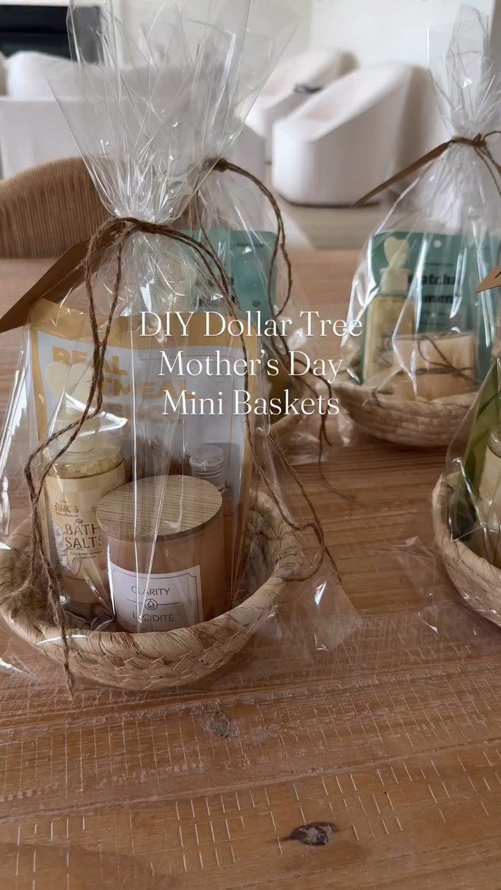 Teacher Mother’s Day gift idea on a budget.Used some clear bags I bought on Amazon a while back and some other crafts I had at home to complete these self care mini baskets.