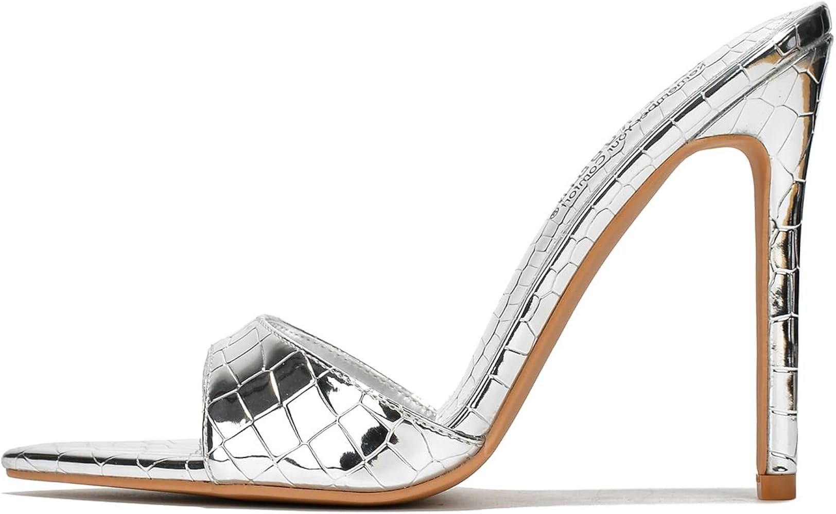 Amazon.com | Cape Robbin Everything Snake Print Metallic Pointed Toe Stiletto Heels, Silver Size ... | Amazon (US)