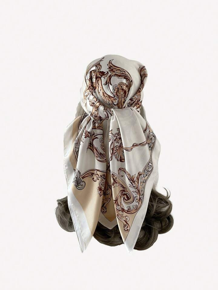 1pc Simple Printed 90 Square Scarf, New Spring/Autumn Lady Bandana, All-Match Belt/Decoration/Hea... | SHEIN