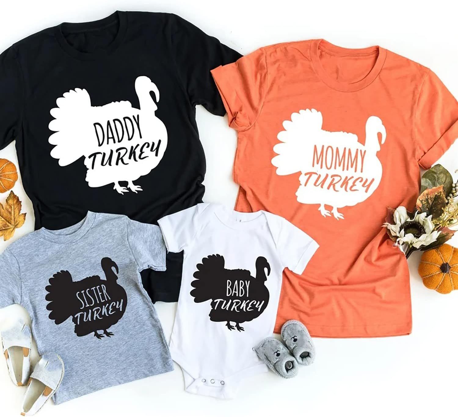 Amazon.com: Turkey Daddy Mommy Sister Baby Thanksgiving Shirt, Thanksgiving Family Matching Shirt... | Amazon (US)