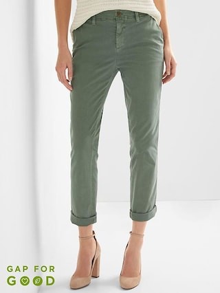 Gap Women Girlfriend Twill Stripe Chinos Size 0 - Cucumber peel | Gap US