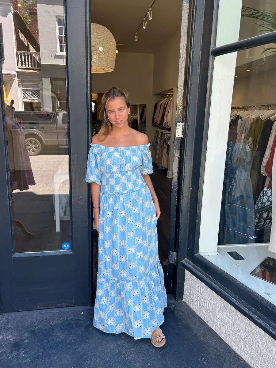 Paloma Maxi Dress Sky Eyelet | Madison Mathews