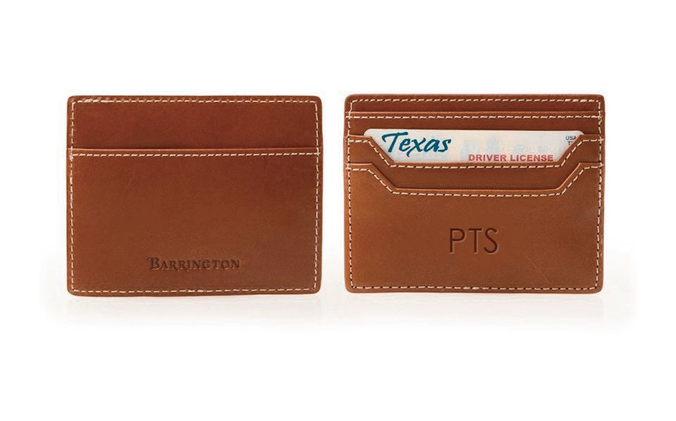 Covington Slim Card Case - British Tan Florentine Leather $45 | Barrington Gifts