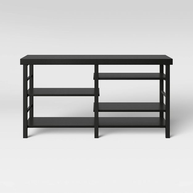 Adjustable Storage TV Stand for TVs up to 50" Black Wood Grain Finish - Room Essentials™ | Target