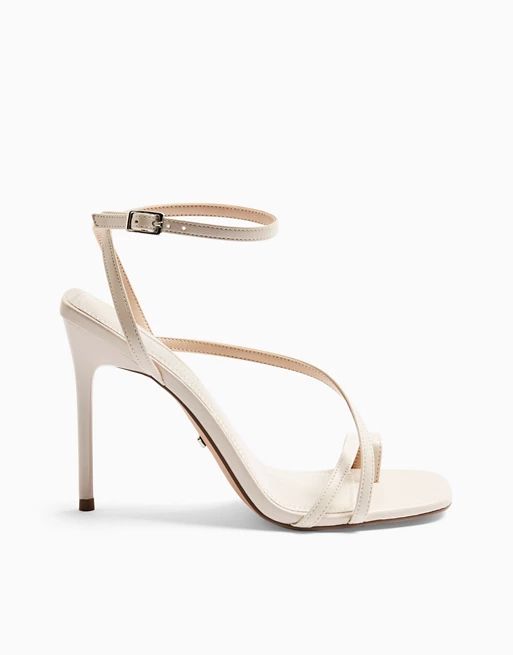 Topshop strappy heeled shoes in cream | ASOS (Global)