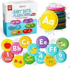merka Bath Books for Toddlers Bath Letters and Numbers for Toddlers Set of 36 Floating Flashcards... | Amazon (US)