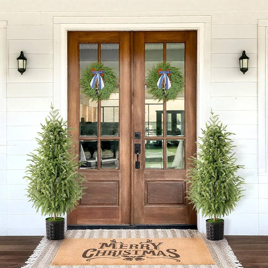 Christmas Decorations - Outdoor Christmas Tree - 2 Pack 3FT Artificial Norfolk Pine Tree - Xmas D... | Amazon (US)