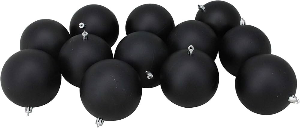 12ct Jet Black Matte Shatterproof Christmas Ball Ornaments 4" (100mm) | Amazon (US)