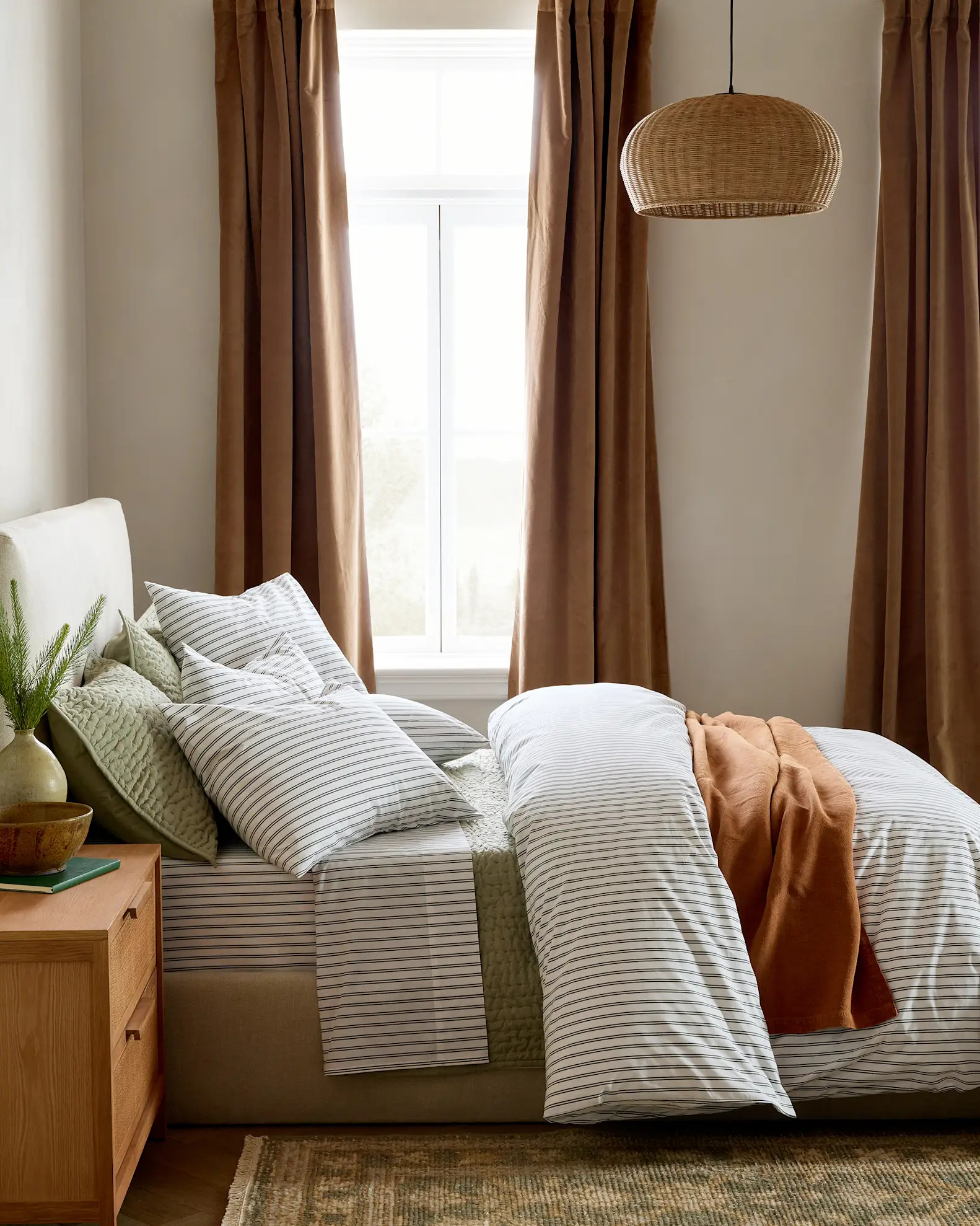 Classic Organic Percale Double Stripe Duvet Cover | Quince